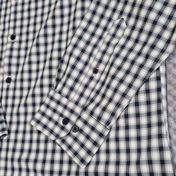Mizzen+Main Performance Shirt Men XL Trim Blue Leeward Plaid Stretch Button Down - Picture 7 of 9